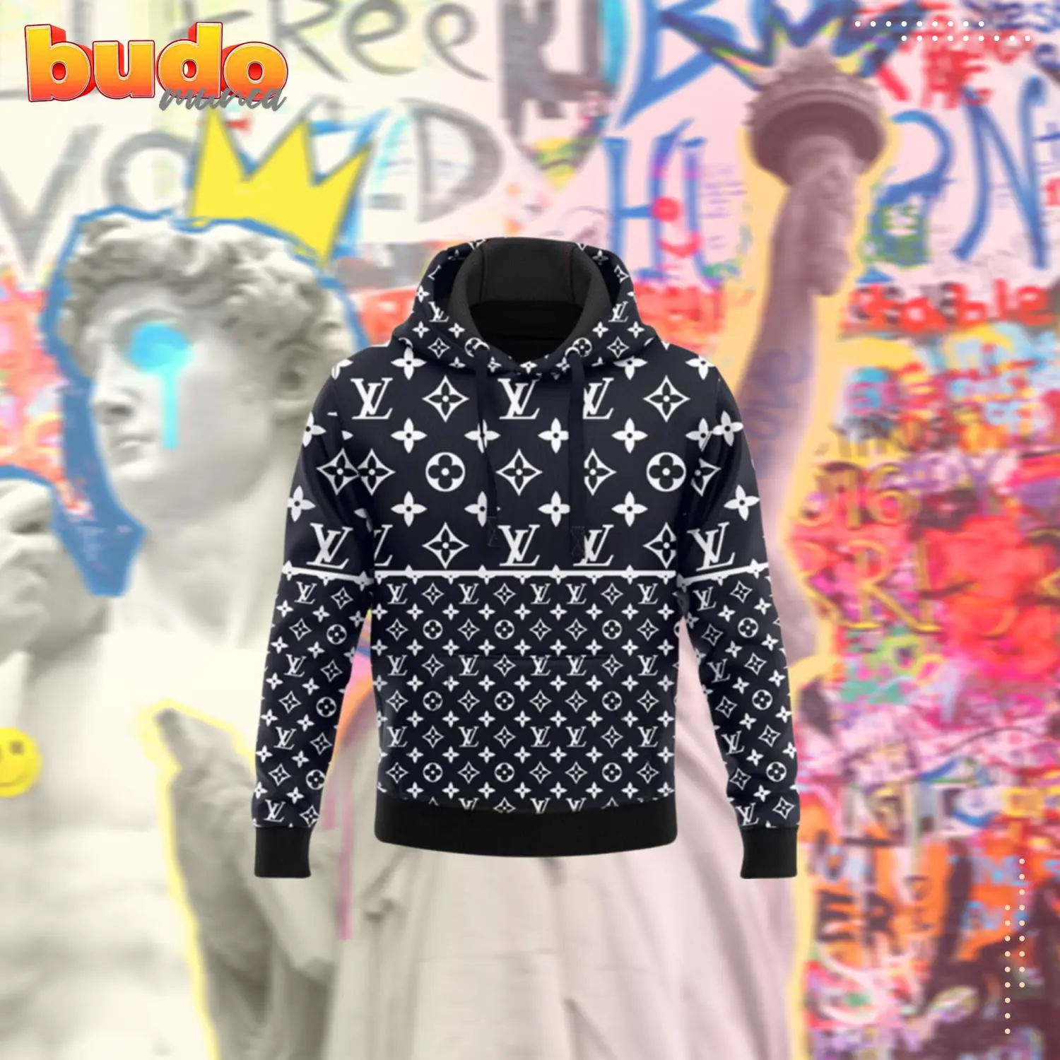 Louis vuitton navy hoodie lv luxury clothing clothes outfit for men - hot new